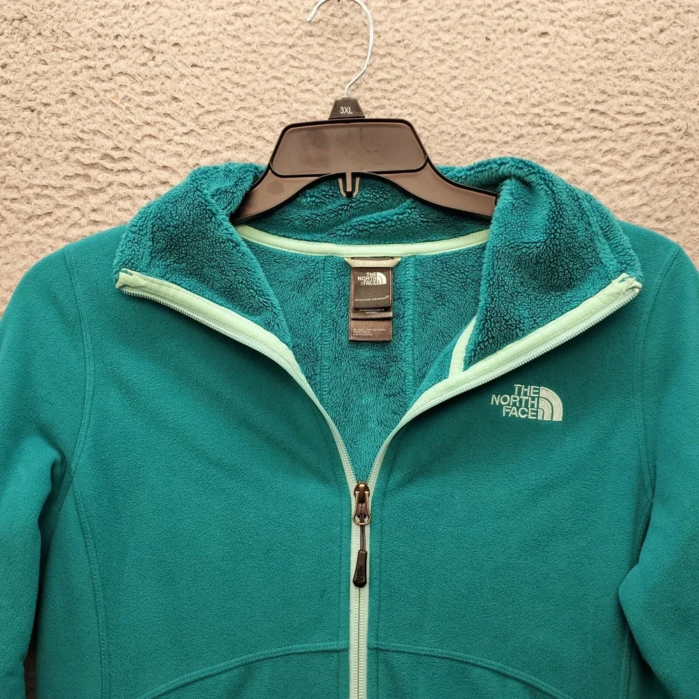 The North Face Jacket Mens‎ Green Fleece Lined Mock Neck Embroidered Logo Zipper